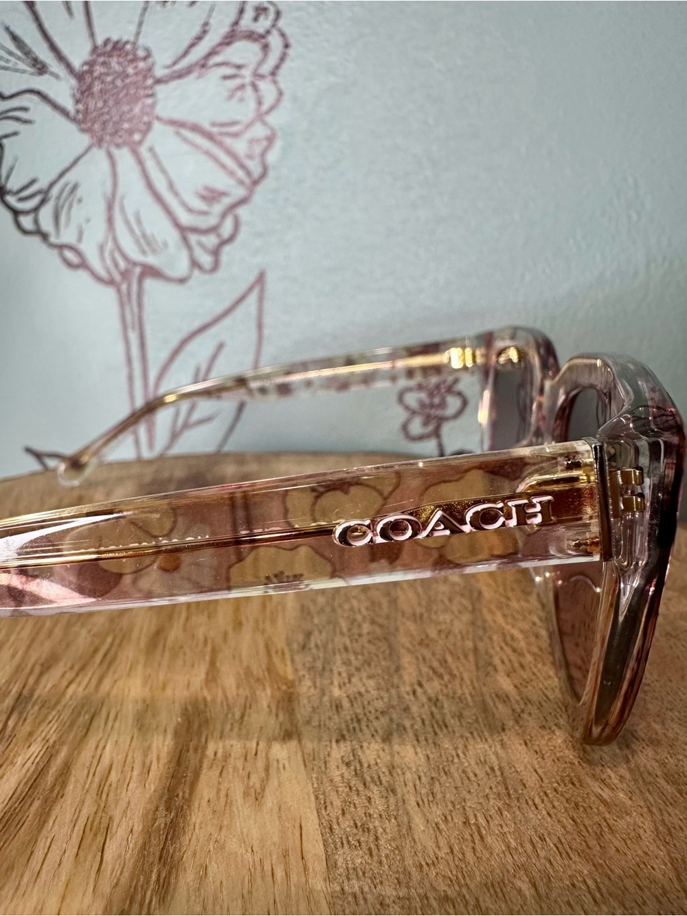 Coach Transparent Pink Floral Sunglasses - Picture 8 of 10